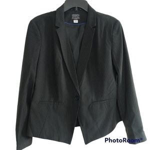 Sears Simply Styled Black Pinstripe Jacket Blazer XL